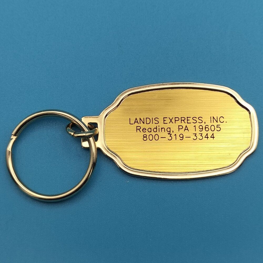 LANDIS EXPRESS Reading PA Keychain Metal Gold Tone Key Ring Vintage